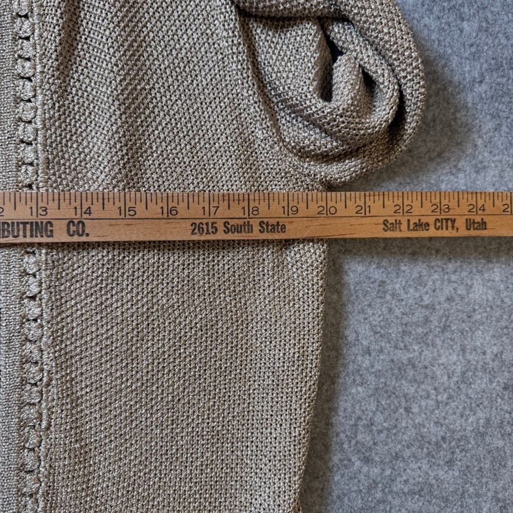 Chico's Travelers Collection Open Front Metallic Knit Cardigan Gold Size 1 (M) - Picture 9 of 10